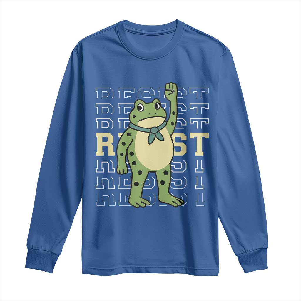 Resist Raised Fist Frog Long Sleeve Shirt Portland Protest Freedom Fighter TS02 Royal Blue Print Your Wear