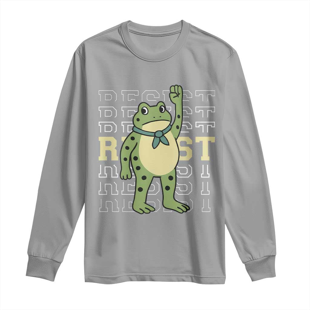 Resist Raised Fist Frog Long Sleeve Shirt Portland Protest Freedom Fighter TS02 Sport Gray Print Your Wear