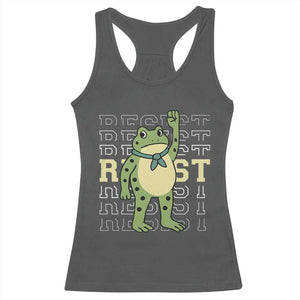 Resist Raised Fist Frog Racerback Tank Top Portland Protest Freedom Fighter TS02 Dark Heather Print Your Wear