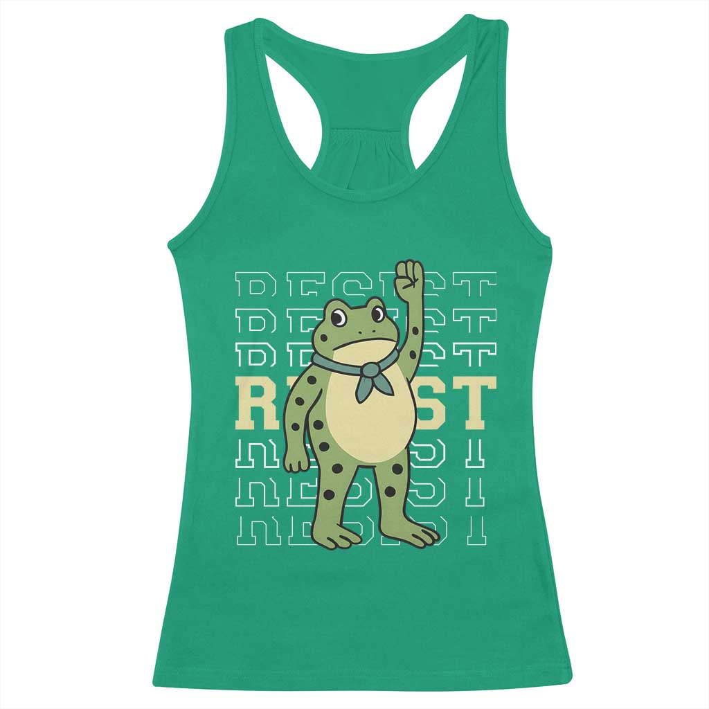 Resist Raised Fist Frog Racerback Tank Top Portland Protest Freedom Fighter TS02 Irish Green Print Your Wear