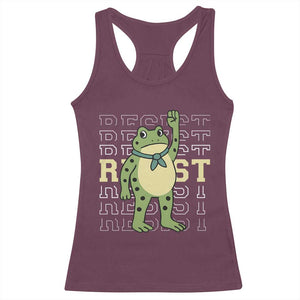 Resist Raised Fist Frog Racerback Tank Top Portland Protest Freedom Fighter TS02 Maroon Print Your Wear