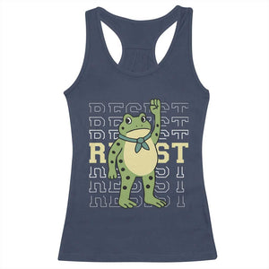 Resist Raised Fist Frog Racerback Tank Top Portland Protest Freedom Fighter TS02 Navy Print Your Wear