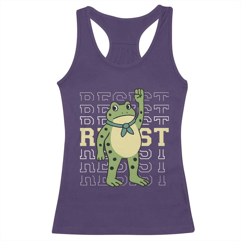 Resist Raised Fist Frog Racerback Tank Top Portland Protest Freedom Fighter TS02 Purple Print Your Wear