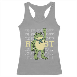 Resist Raised Fist Frog Racerback Tank Top Portland Protest Freedom Fighter TS02 Sport Gray Print Your Wear