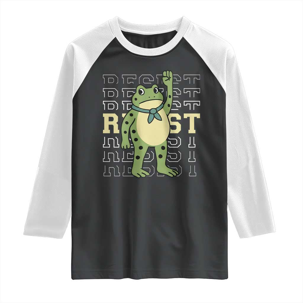 Resist Raised Fist Frog Raglan Shirt Portland Protest Freedom Fighter TS02 Black White Print Your Wear