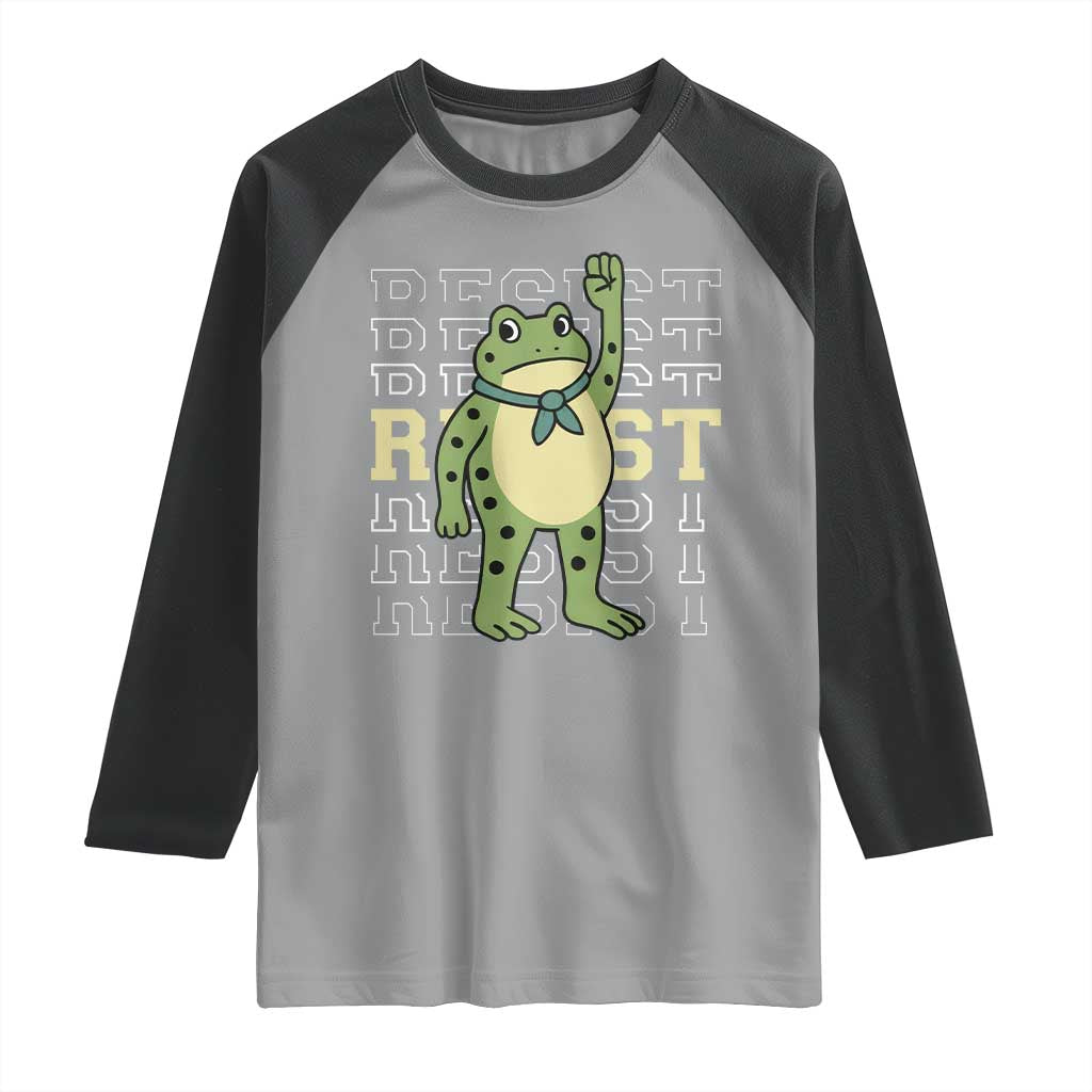 Resist Raised Fist Frog Raglan Shirt Portland Protest Freedom Fighter TS02 Sport Gray Black Print Your Wear