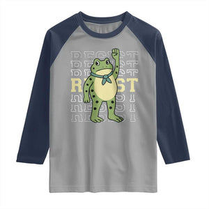 Resist Raised Fist Frog Raglan Shirt Portland Protest Freedom Fighter TS02 Sport Gray Navy Print Your Wear