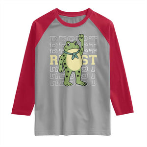 Resist Raised Fist Frog Raglan Shirt Portland Protest Freedom Fighter TS02 Sport Gray Red Print Your Wear