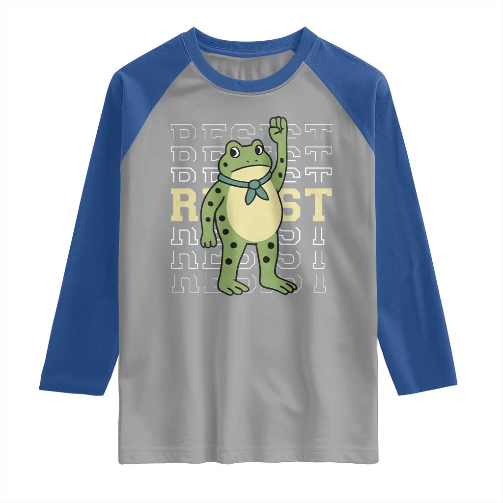 Resist Raised Fist Frog Raglan Shirt Portland Protest Freedom Fighter TS02 Sport Gray Royal Print Your Wear