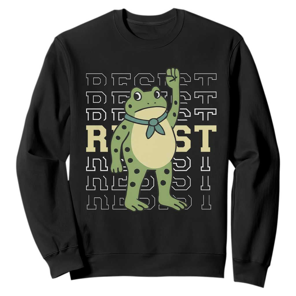 Resist Raised Fist Frog Sweatshirt Portland Protest Freedom Fighter TS02 Black Print Your Wear