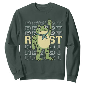 Resist Raised Fist Frog Sweatshirt Portland Protest Freedom Fighter TS02 Dark Forest Green Print Your Wear
