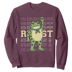 Resist Raised Fist Frog Sweatshirt Portland Protest Freedom Fighter TS02 Maroon Print Your Wear