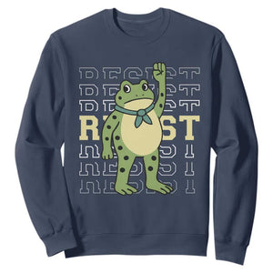 Resist Raised Fist Frog Sweatshirt Portland Protest Freedom Fighter TS02 Navy Print Your Wear