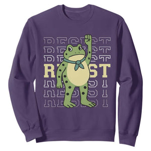 Resist Raised Fist Frog Sweatshirt Portland Protest Freedom Fighter TS02 Purple Print Your Wear
