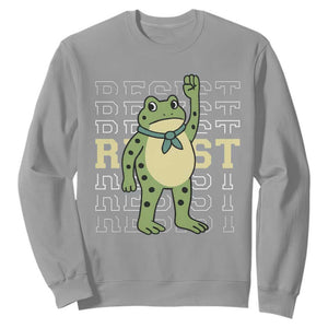 Resist Raised Fist Frog Sweatshirt Portland Protest Freedom Fighter TS02 Sport Gray Print Your Wear