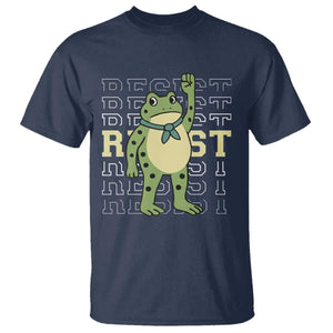 Resist Raised Fist Frog T Shirt Portland Protest Freedom Fighter TS02 Navy Print Your Wear