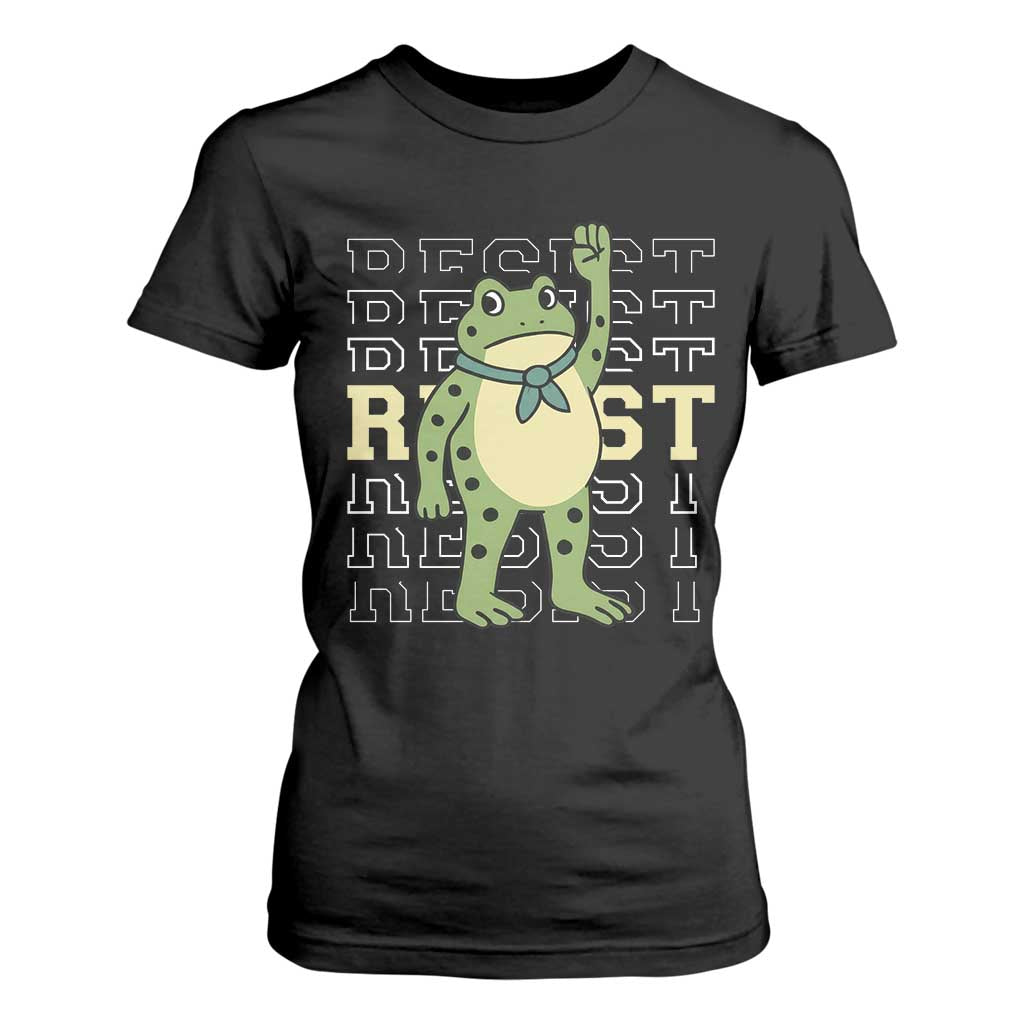 Resist Raised Fist Frog T Shirt For Women Portland Protest Freedom Fighter TS02 Black Print Your Wear