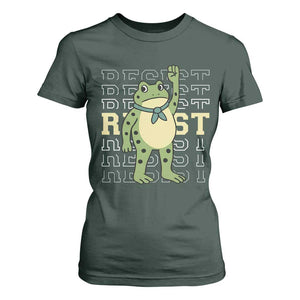 Resist Raised Fist Frog T Shirt For Women Portland Protest Freedom Fighter TS02 Dark Forest Green Print Your Wear