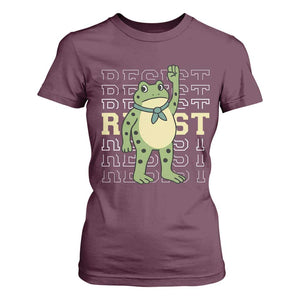 Resist Raised Fist Frog T Shirt For Women Portland Protest Freedom Fighter TS02 Maroon Print Your Wear