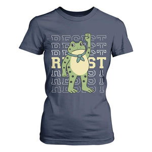 Resist Raised Fist Frog T Shirt For Women Portland Protest Freedom Fighter TS02 Navy Print Your Wear