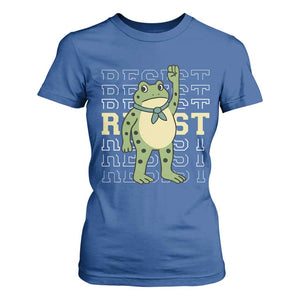 Resist Raised Fist Frog T Shirt For Women Portland Protest Freedom Fighter TS02 Royal Blue Print Your Wear
