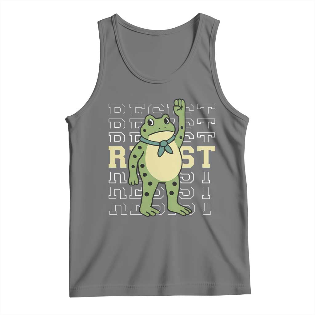 Resist Raised Fist Frog Tank Top Portland Protest Freedom Fighter TS02 Black Heather Print Your Wear