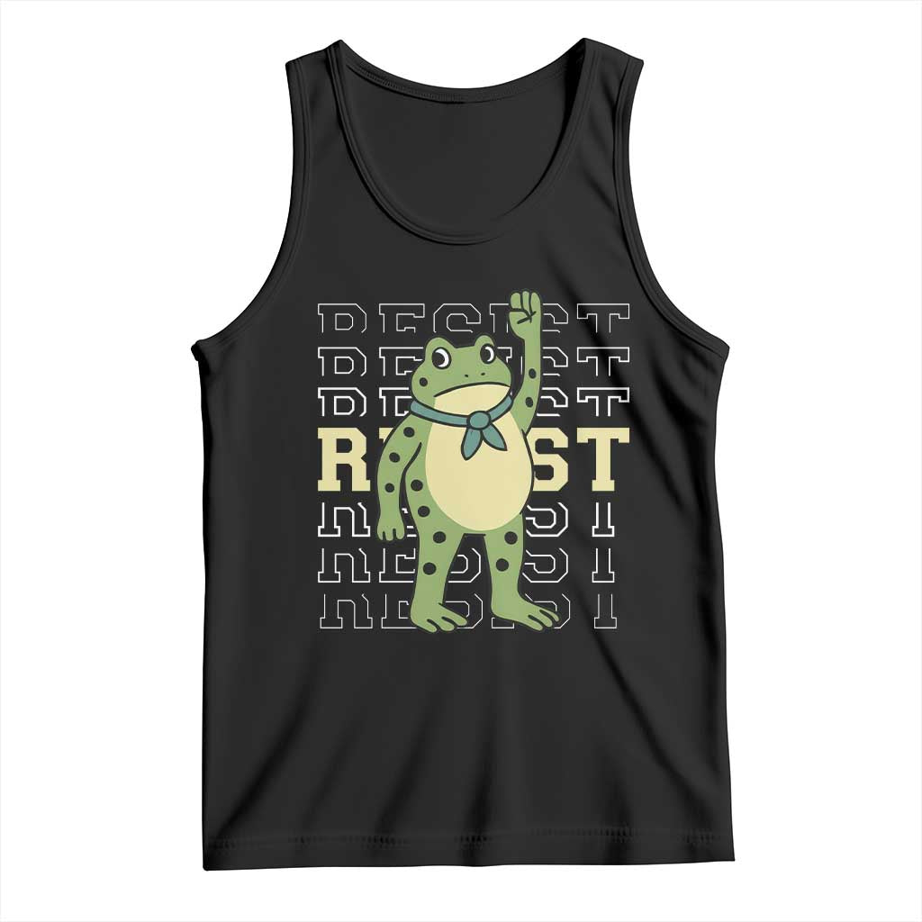 Resist Raised Fist Frog Tank Top Portland Protest Freedom Fighter TS02 Black Print Your Wear