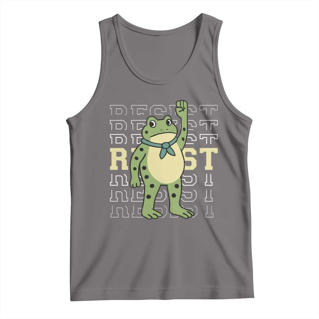 Resist Raised Fist Frog Tank Top Portland Protest Freedom Fighter TS02 Deep Heather Print Your Wear