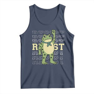 Resist Raised Fist Frog Tank Top Portland Protest Freedom Fighter TS02 Navy Print Your Wear