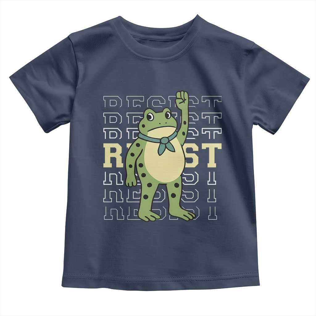 Resist Raised Fist Frog Toddler T Shirt Portland Protest Freedom Fighter TS02 Navy Print Your Wear