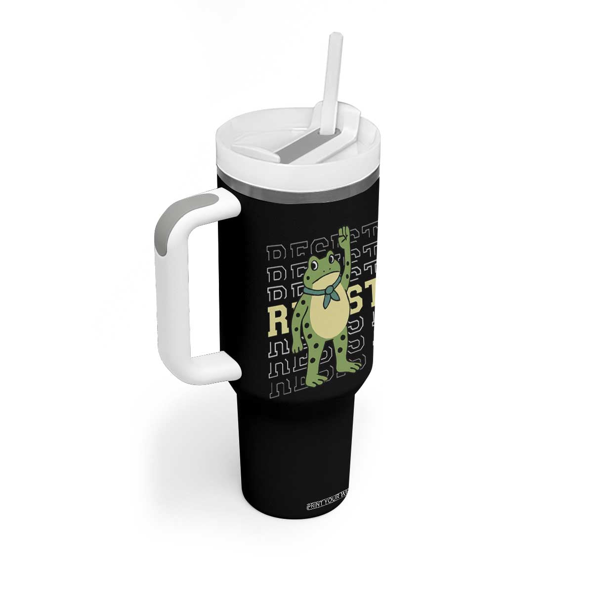 Resist Raised Fist Frog Tumbler With Handle Portland Protest Freedom Fighter TS02 Print Your Wear