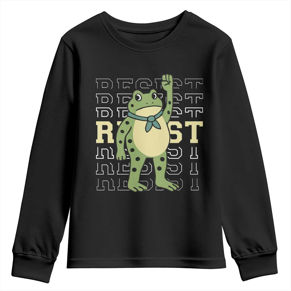 Resist Raised Fist Frog Youth Sweatshirt Portland Protest Freedom Fighter TS02 Black Print Your Wear