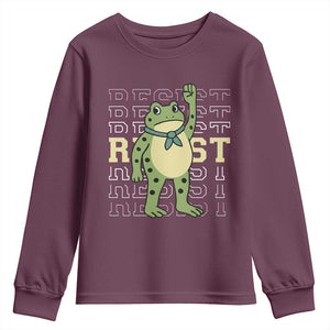 Resist Raised Fist Frog Youth Sweatshirt Portland Protest Freedom Fighter TS02 Maroon Print Your Wear