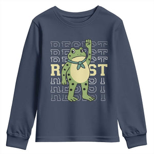 Resist Raised Fist Frog Youth Sweatshirt Portland Protest Freedom Fighter TS02 Navy Print Your Wear