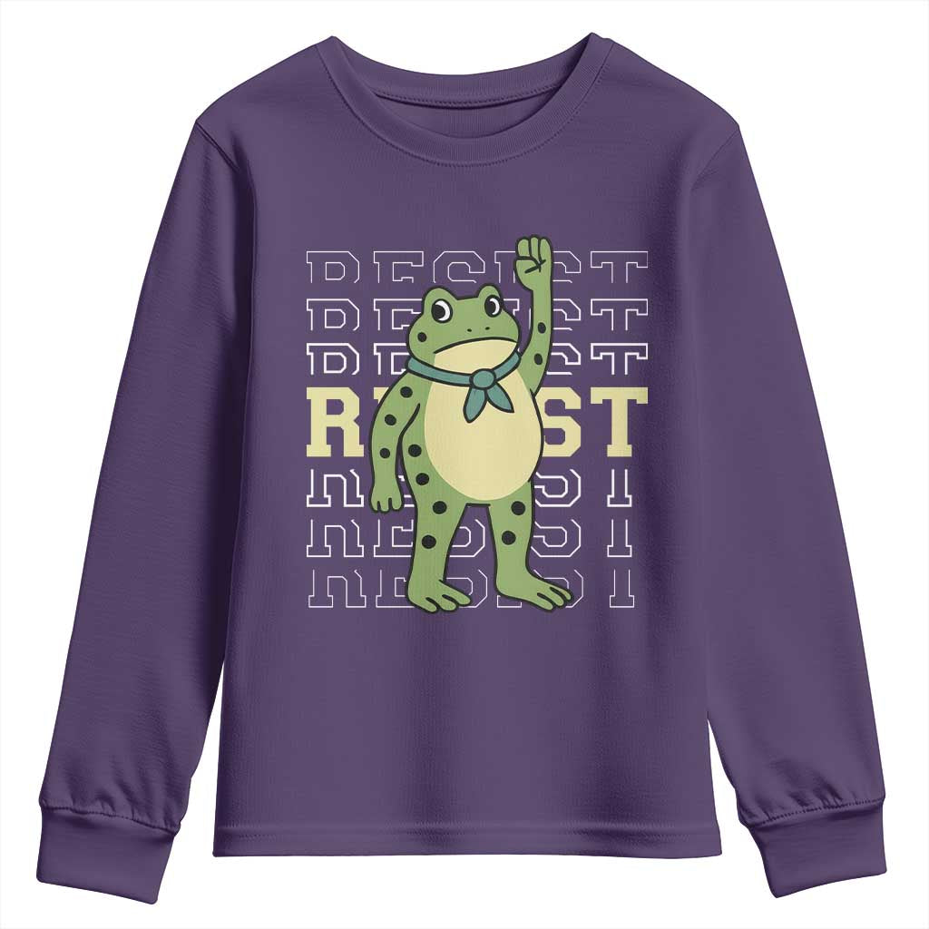 Resist Raised Fist Frog Youth Sweatshirt Portland Protest Freedom Fighter TS02 Purple Print Your Wear