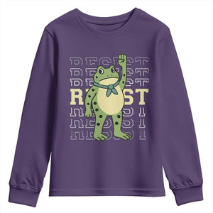Resist Raised Fist Frog Youth Sweatshirt Portland Protest Freedom Fighter TS02 Purple Print Your Wear