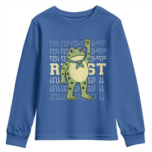 Resist Raised Fist Frog Youth Sweatshirt Portland Protest Freedom Fighter TS02 Royal Blue Print Your Wear