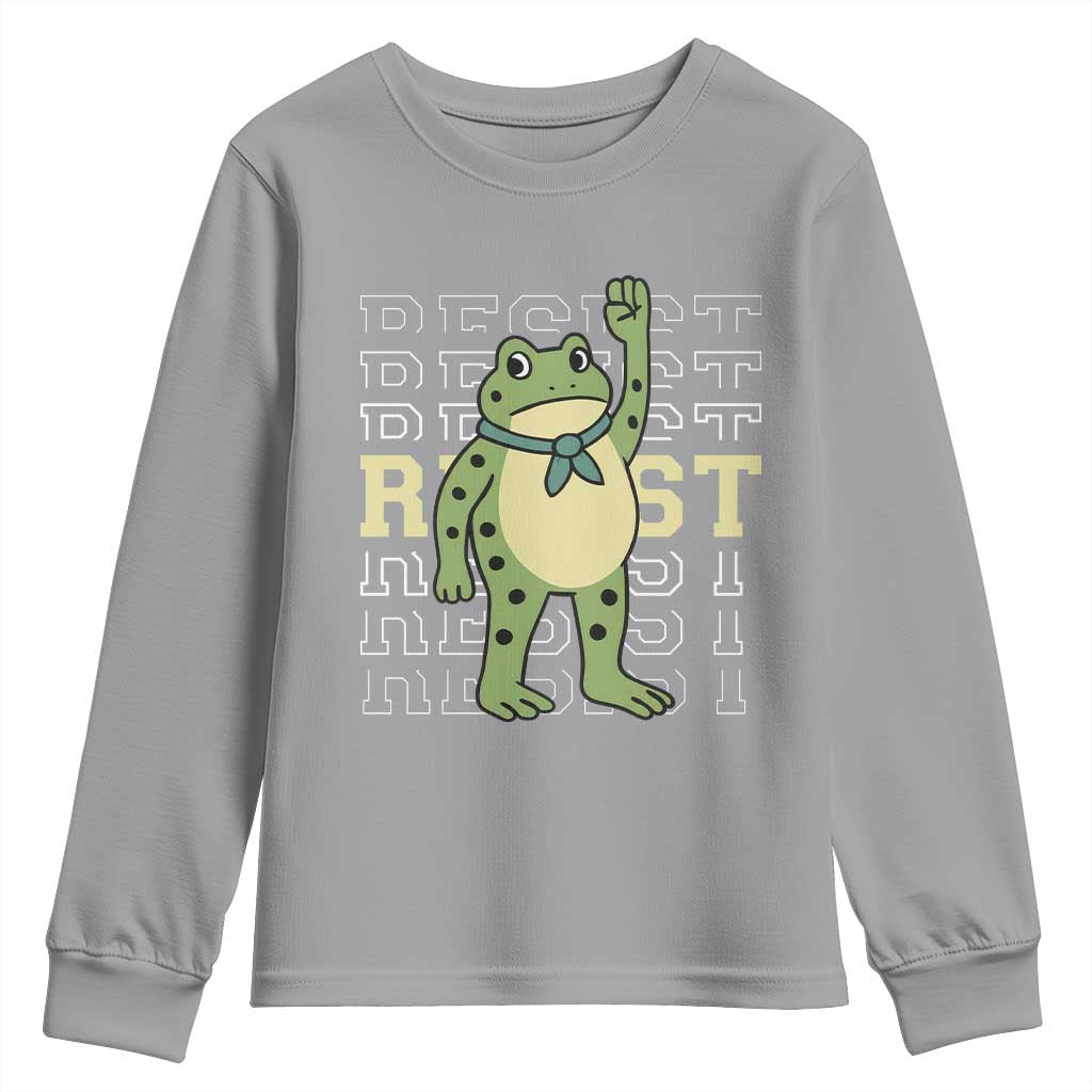 Resist Raised Fist Frog Youth Sweatshirt Portland Protest Freedom Fighter TS02 Sport Gray Print Your Wear