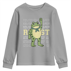 Resist Raised Fist Frog Youth Sweatshirt Portland Protest Freedom Fighter TS02 Sport Gray Print Your Wear