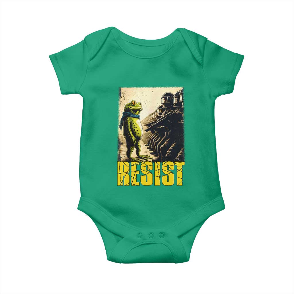 Resist Frog Baby Onesie Stand Against Free Portland Protest TS02 Irish Green Print Your Wear