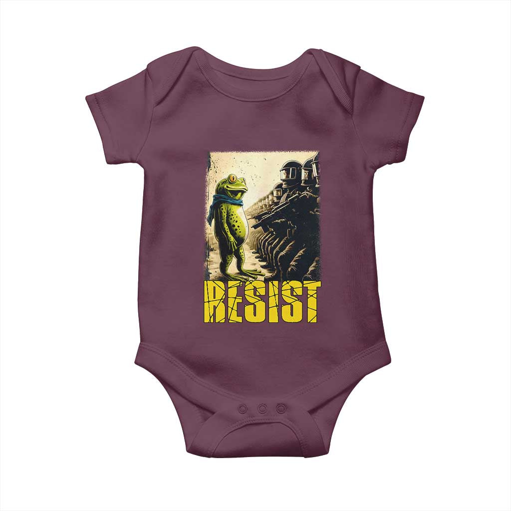 Resist Frog Baby Onesie Stand Against Free Portland Protest TS02 Maroon Print Your Wear