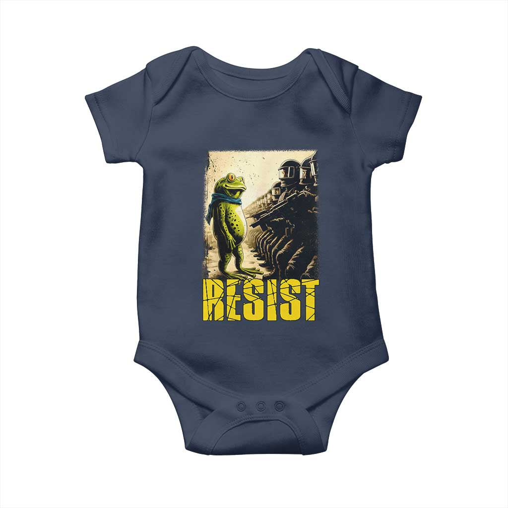 Resist Frog Baby Onesie Stand Against Free Portland Protest TS02 Navy Print Your Wear