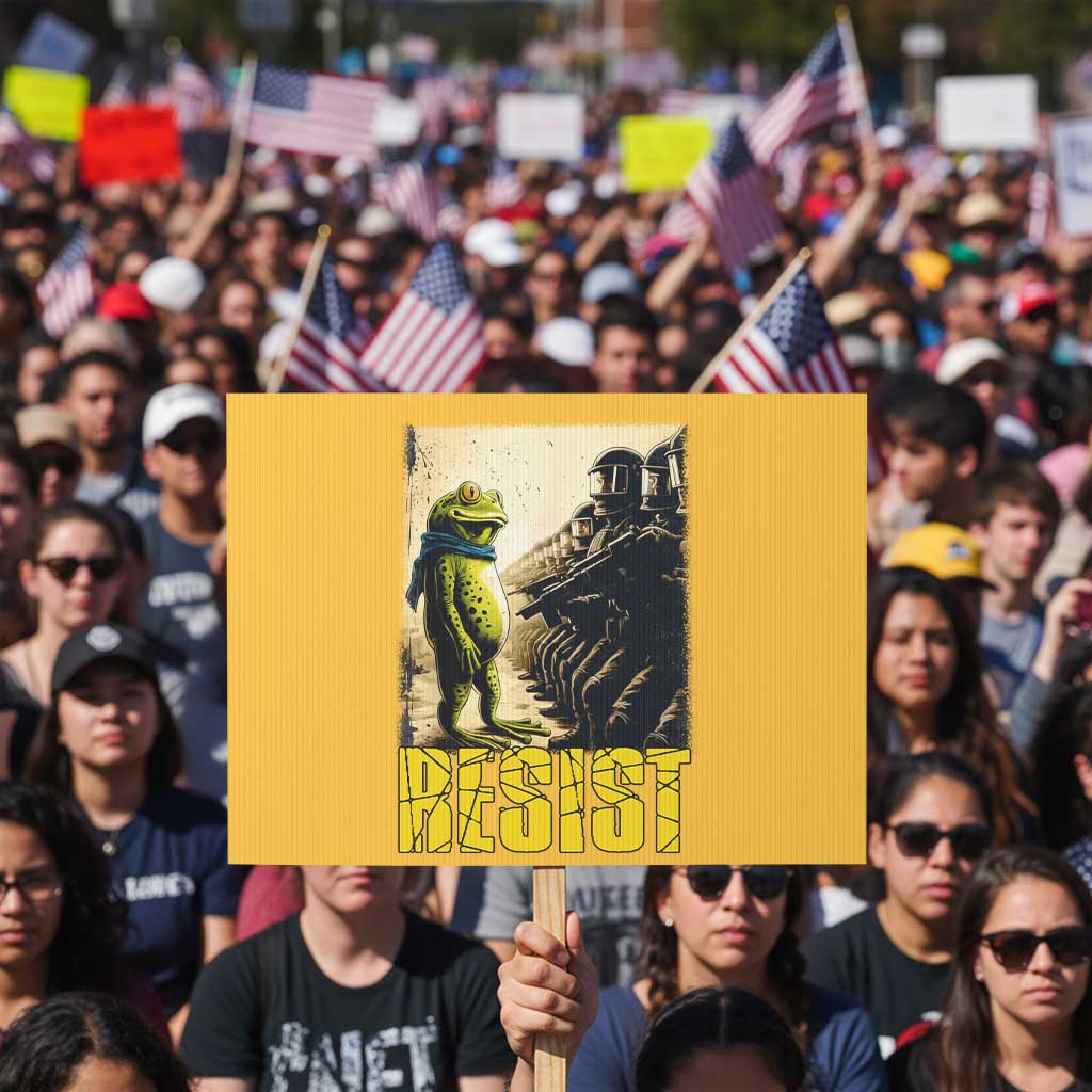 Resist Frog Protest Sign Stand Against Free Portland Protest TS02 Horizontal 18