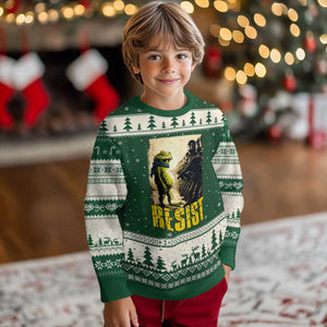 Resist Frog Ugly Christmas Sweater Stand Against Free Portland Protest TS02 Forest Green Beige Print Your Wear