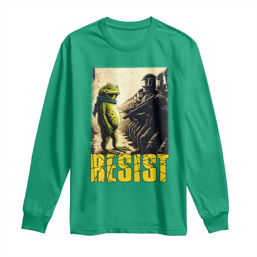 Resist Frog Long Sleeve Shirt Stand Against Free Portland Protest TS02 Irish Green Print Your Wear