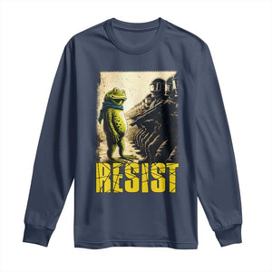 Resist Frog Long Sleeve Shirt Stand Against Free Portland Protest TS02 Navy Print Your Wear