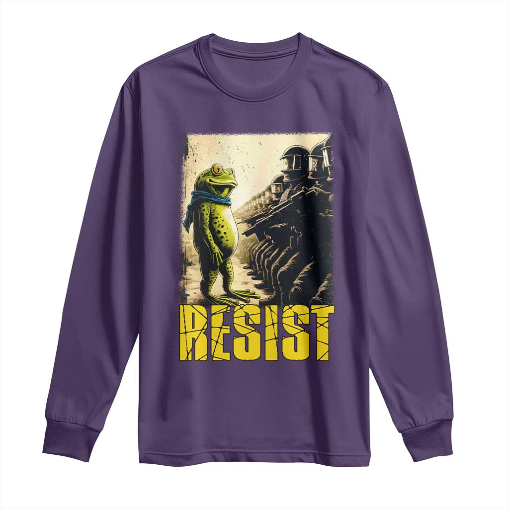 Resist Frog Long Sleeve Shirt Stand Against Free Portland Protest TS02 Purple Print Your Wear