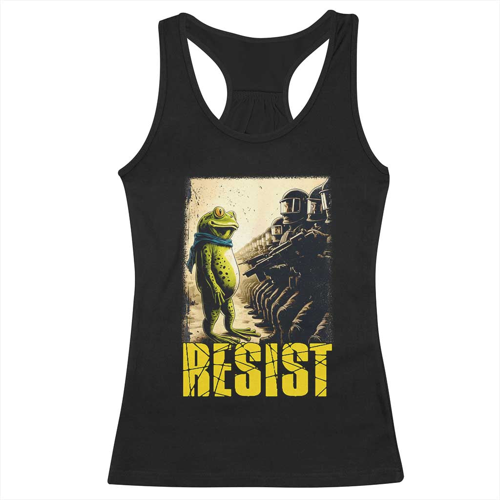 Resist Frog Racerback Tank Top Stand Against Free Portland Protest TS02 Black Print Your Wear