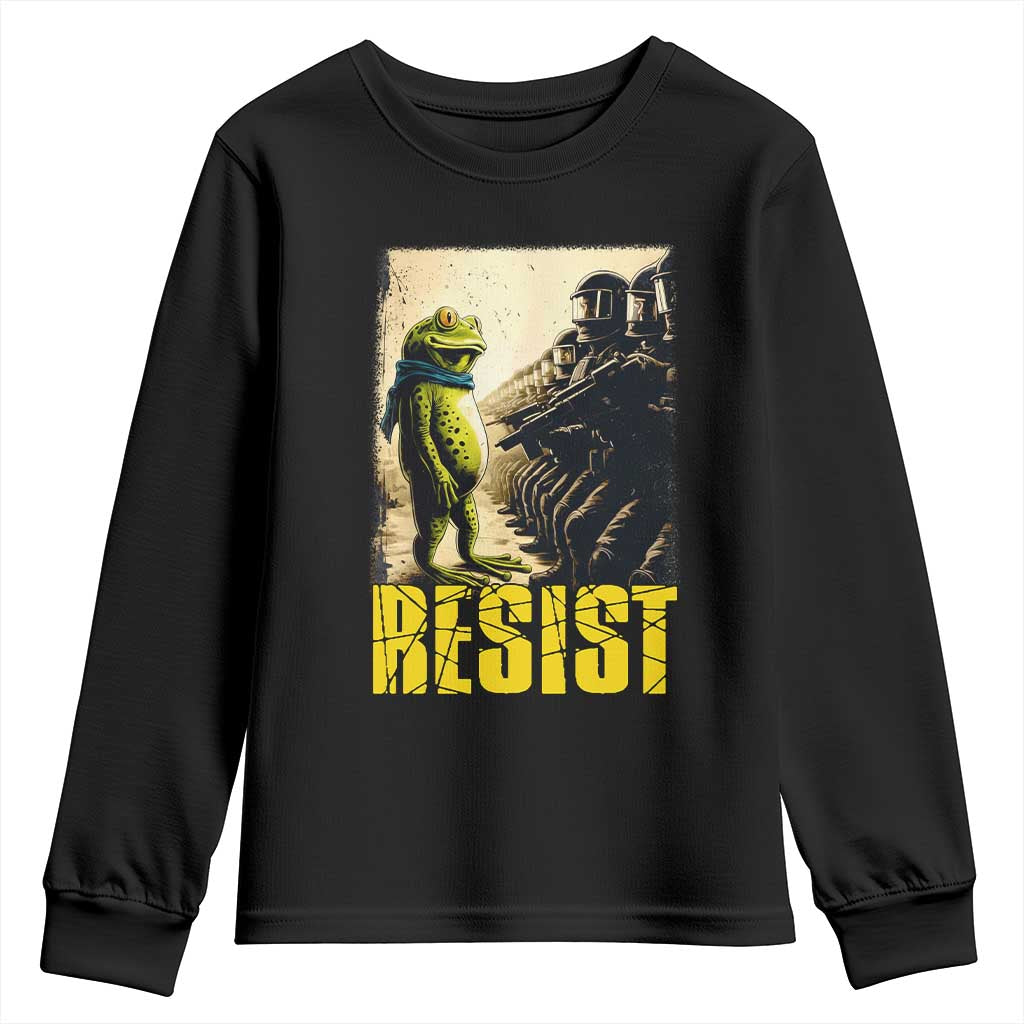 Resist Frog Youth Sweatshirt Stand Against Free Portland Protest TS02 Black Print Your Wear