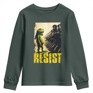 Resist Frog Youth Sweatshirt Stand Against Free Portland Protest TS02 Dark Forest Green Print Your Wear
